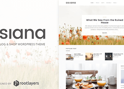 Asiana - Clean Blog & Shop WordPress Theme (Personal)