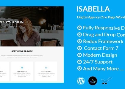 Isabella - Digital Agency One Page WordPress Theme (Technology)